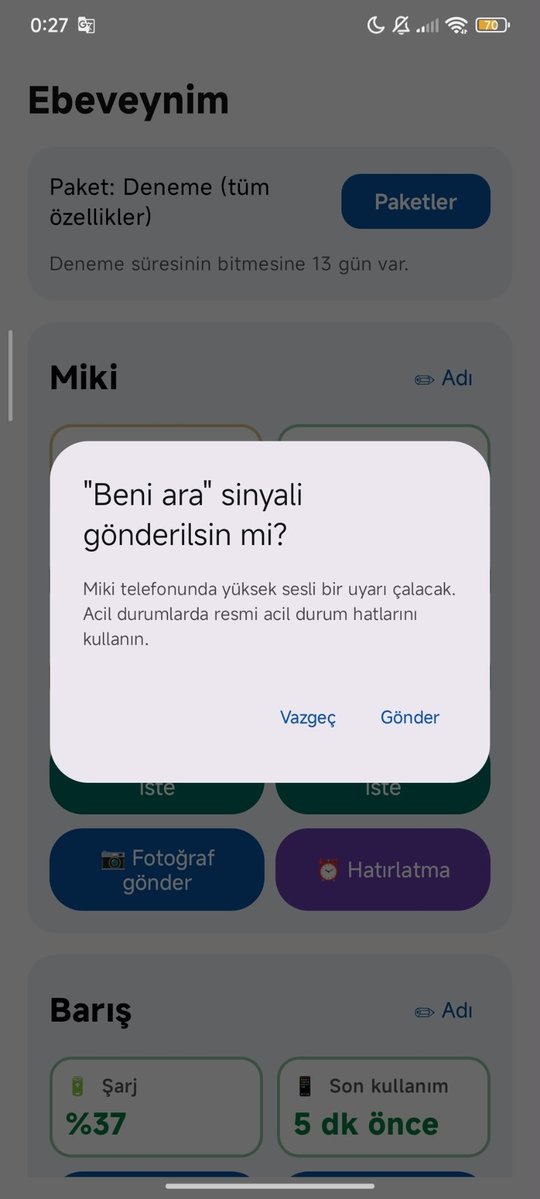 Call me signal confirmation